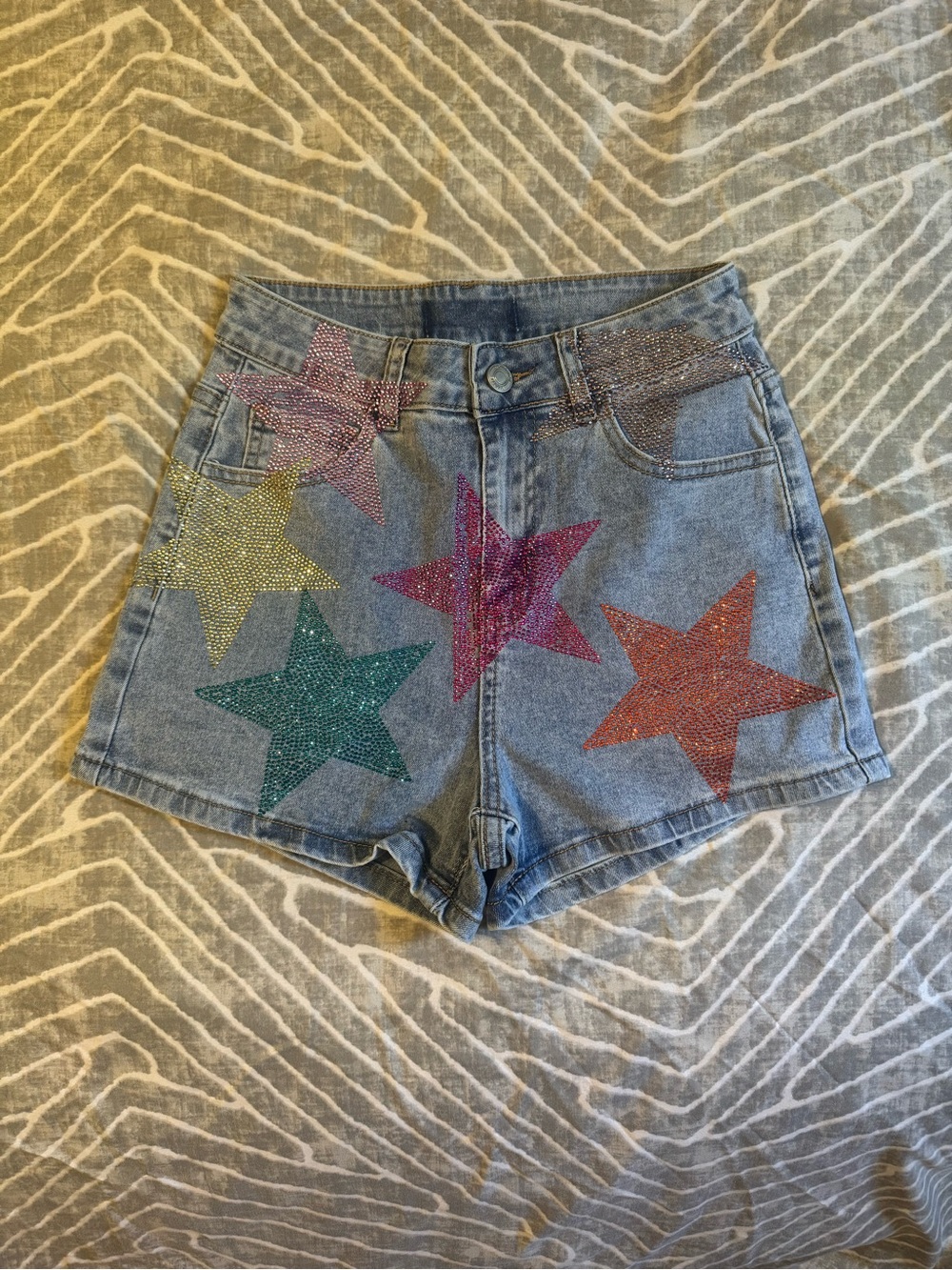 Glitter Star Denim Shorts